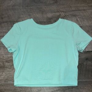 Wild Fable Green Crop Fitted Short Sleeve T-Shirt